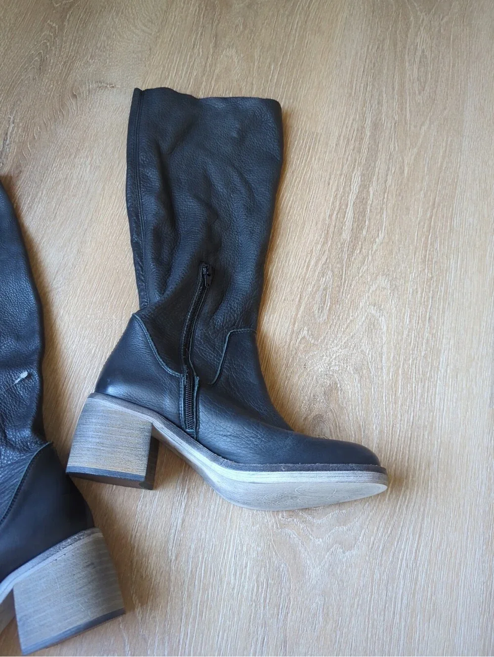 Free People Essential Tall Slouch Boots Black Leather Sz 38 New